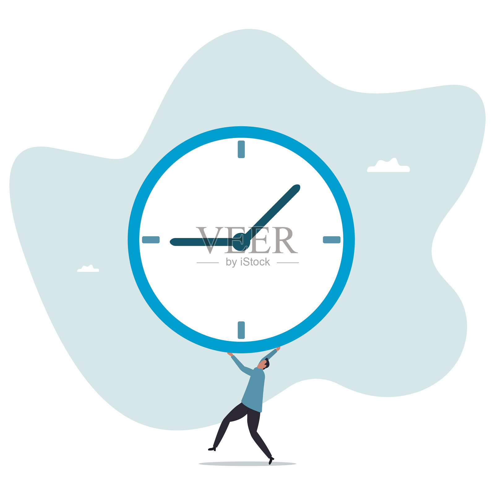 时间管理失败，享受与家人和爱人共度时光的自由，过度工作或办公室员工加班的日常。设计角色。插画图片素材