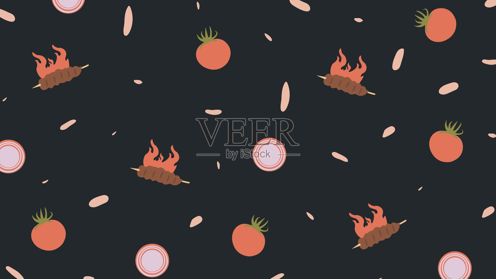 啤酒和烧烤串背景插画图片素材