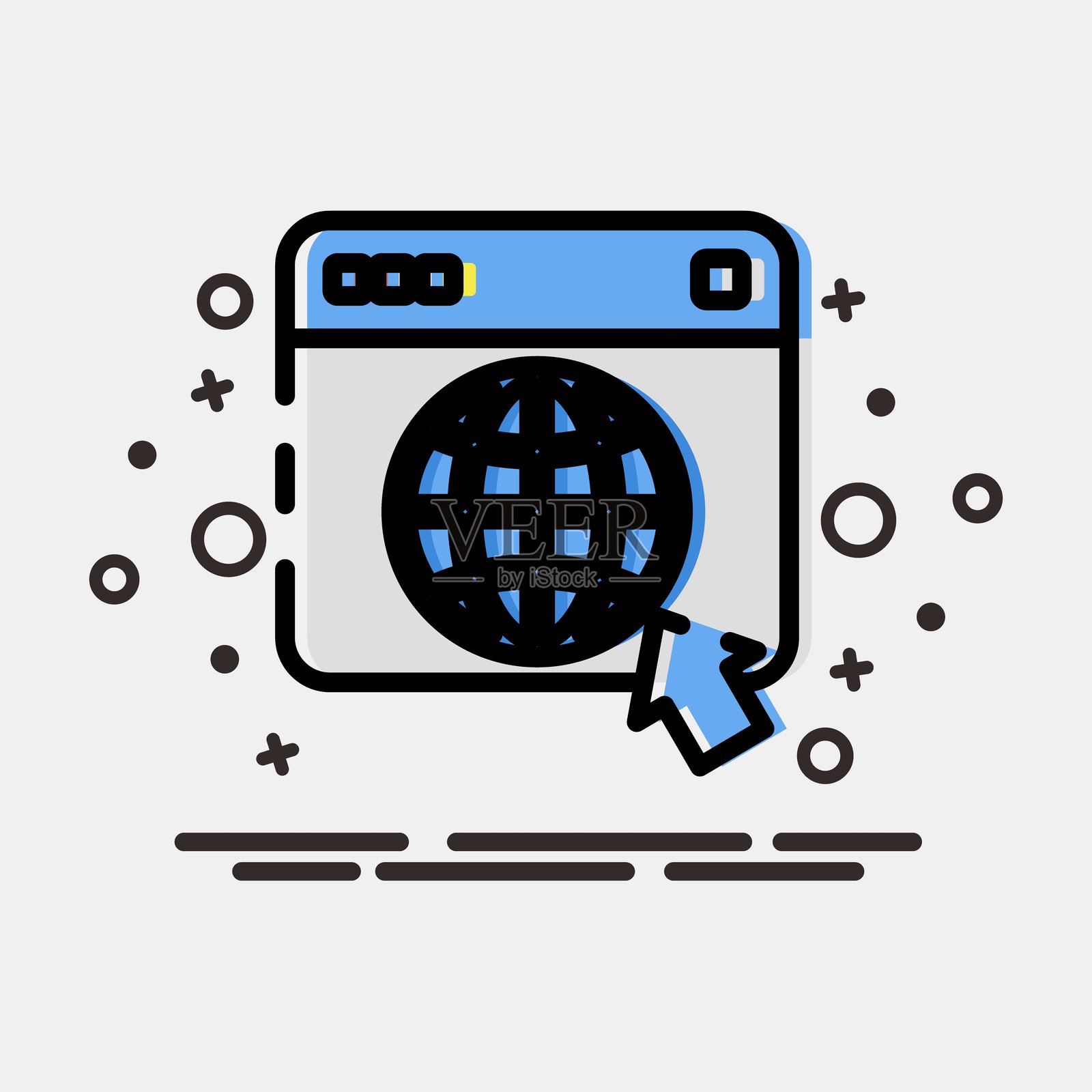 图标浏览器。互联网网络元素。MBE风格的图标。插画图片素材