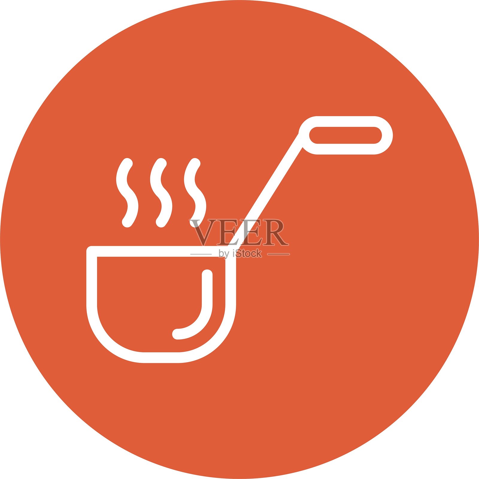 勺子线条圆形风格图标设计插画图片素材