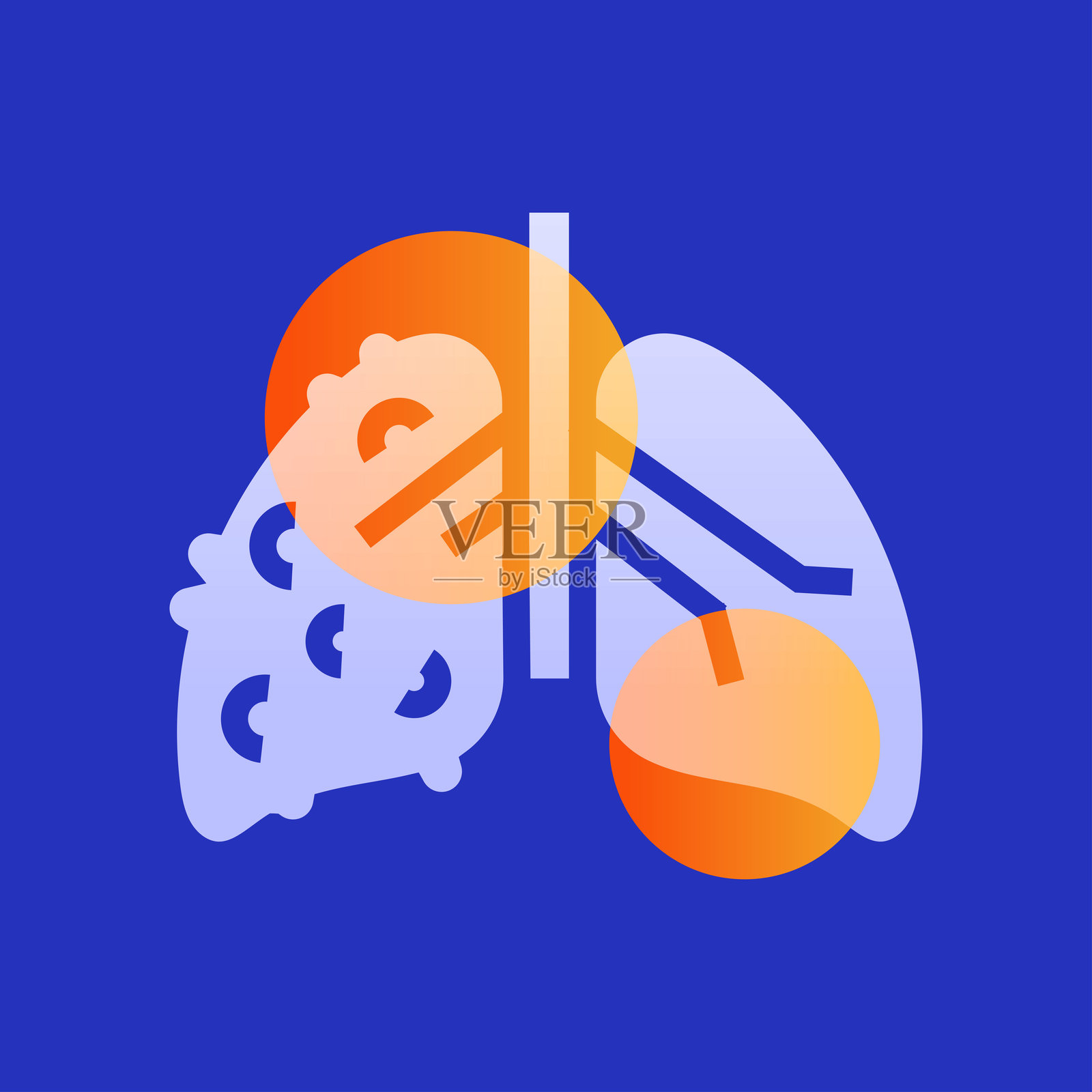 COPD肺部玻璃化插图。插画图片素材