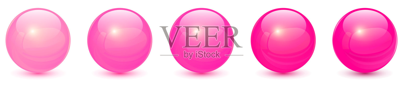 粉色玻璃球，3D闪亮球体系列。插画图片素材