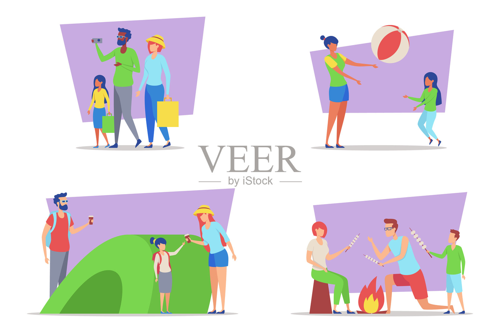 户外活动和乐趣中捕捉到的家庭时刻插画图片素材