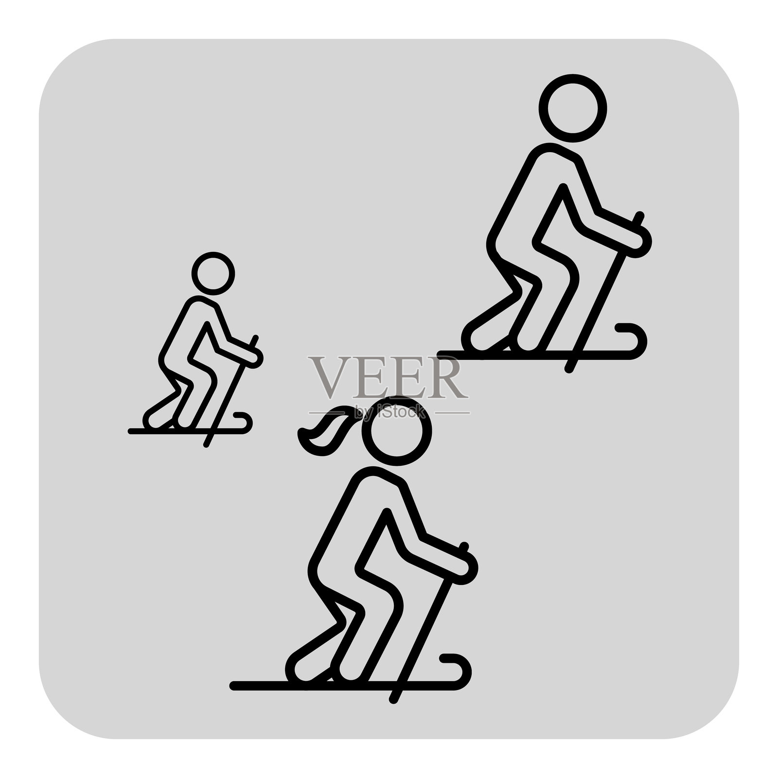 滑雪活动展示不同技能水平和年龄段插画图片素材