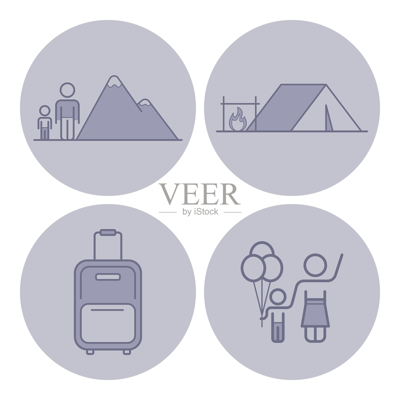 户外乐趣和旅行的冒险图标插画图片素材