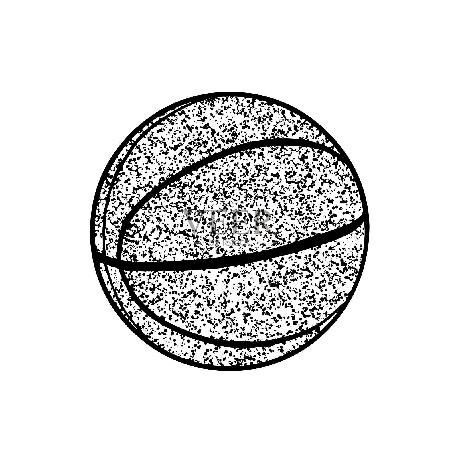 黑色纹理篮球矢量插图，背景为白色。带有斑点的篮球图标插画图片素材