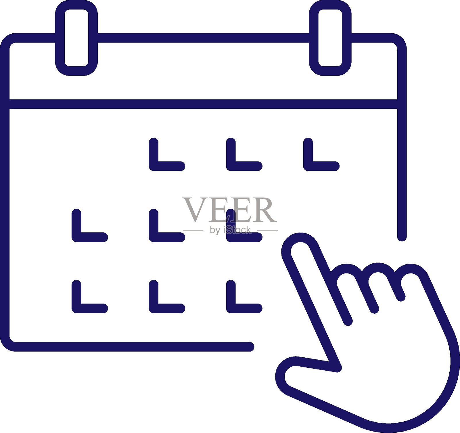 指针和日历的极简标志，适用于网页和图形设计、应用程序、横幅、社交网络和卡片插画图片素材