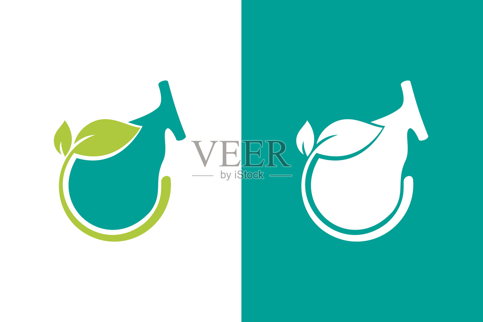 胆囊与叶子标志。独特的高端logo设计模板。插画图片素材