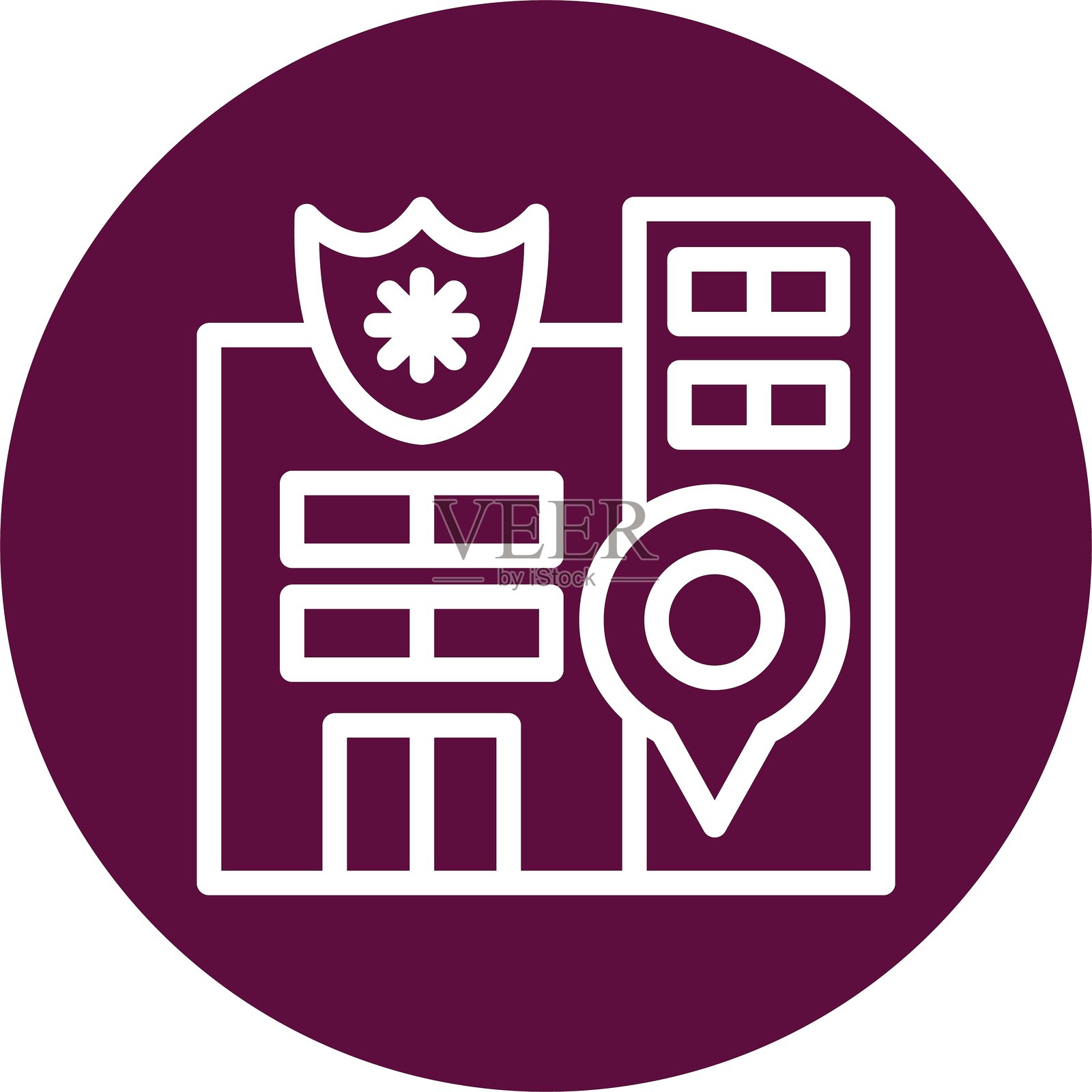 警察局线圈风格图标设计插画图片素材