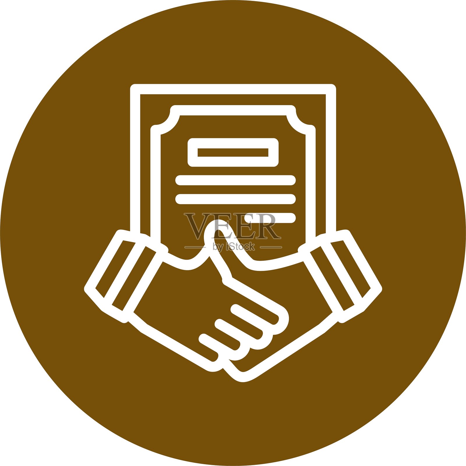 握手与协议线圈风格图标设计插画图片素材