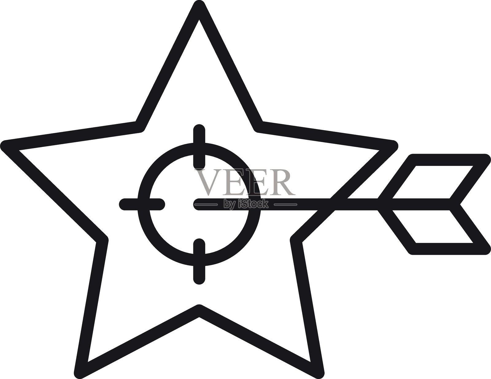 带星星和箭头设计的目标图标，采用细线风格。插画图片素材