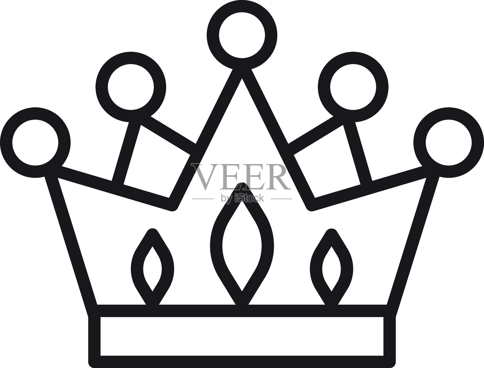 象征性设计元素和简约风格的皇冠图标插图，采用细线风格。插画图片素材