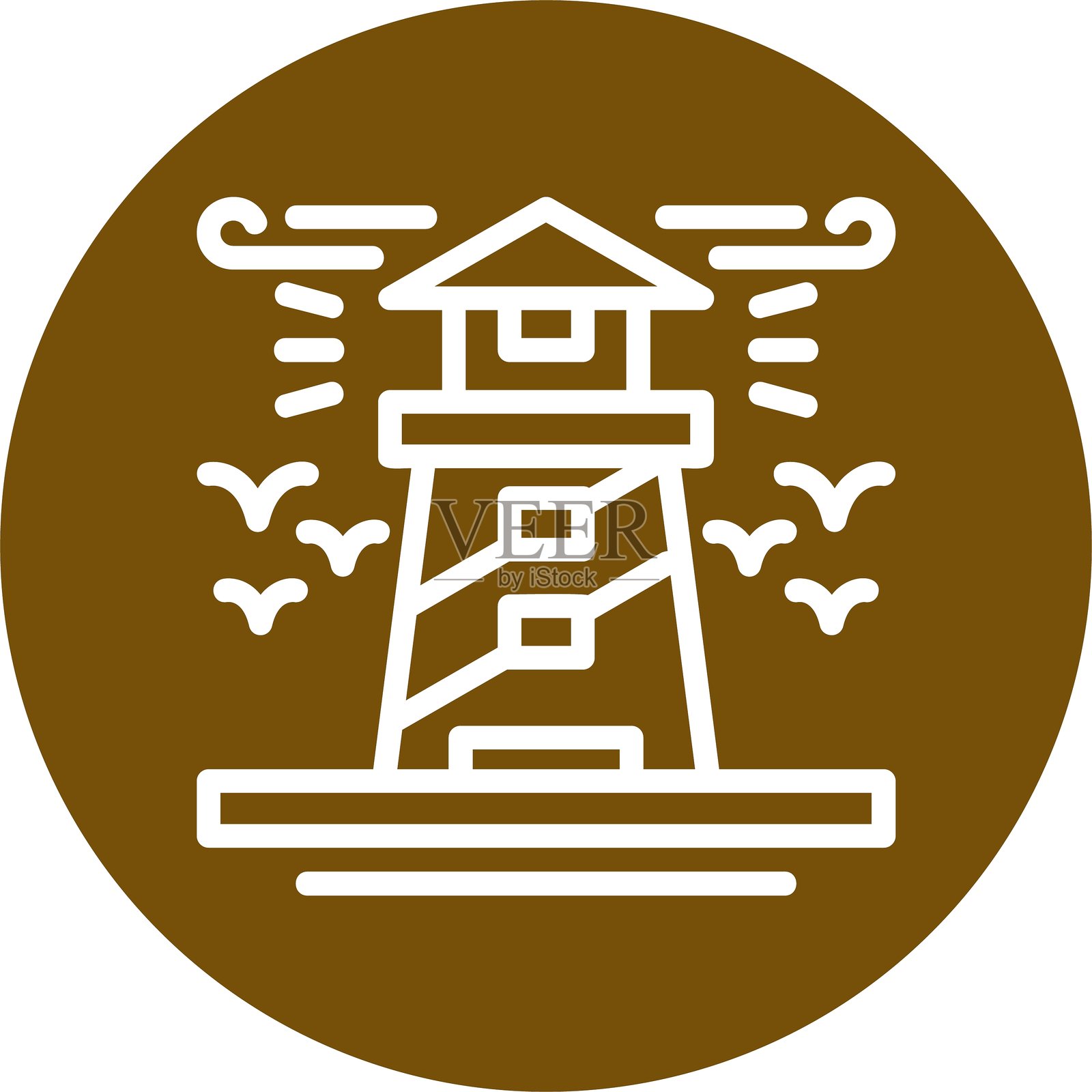 灯塔线圈风格图标设计插画图片素材