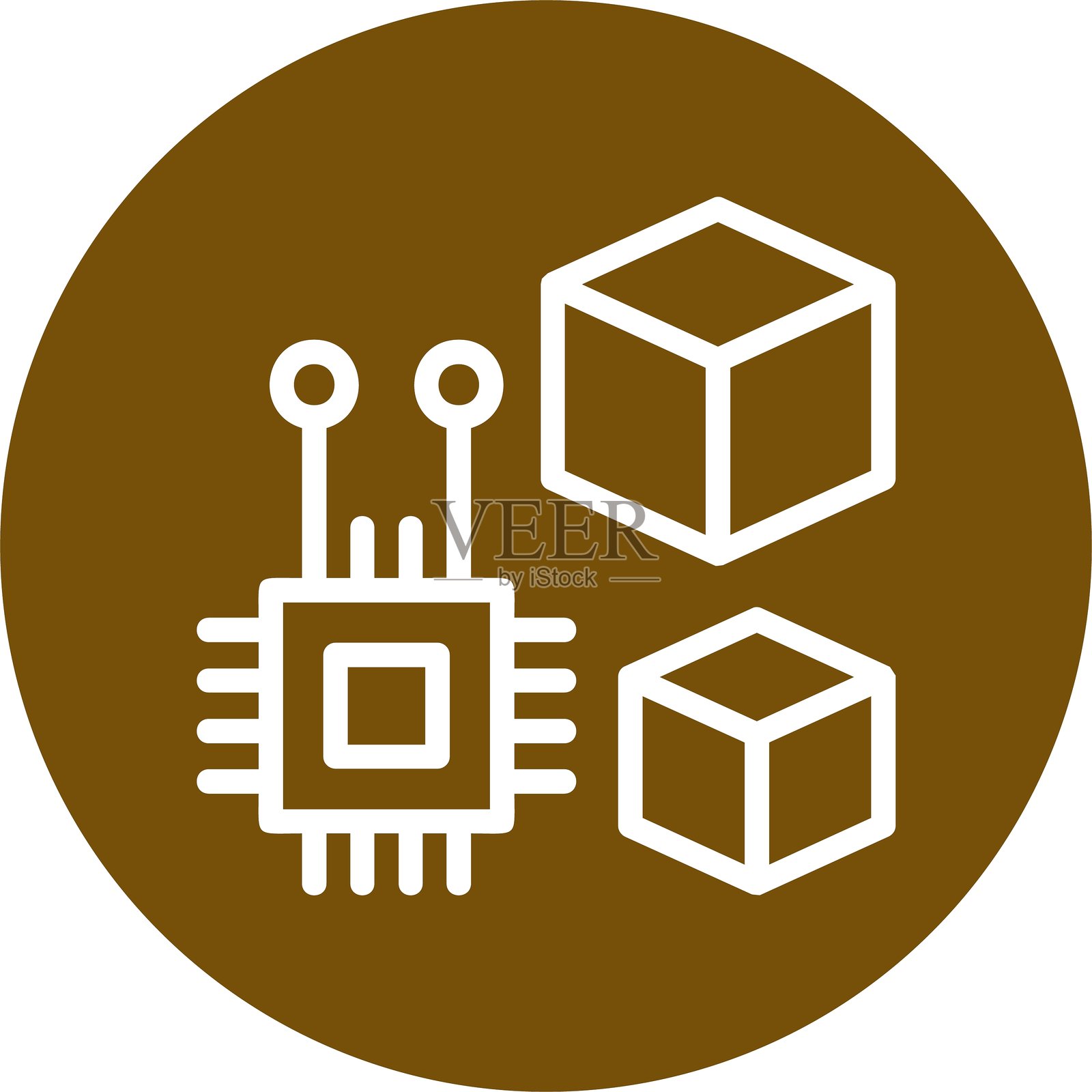 数字双胞胎线圈风格图标设计插画图片素材