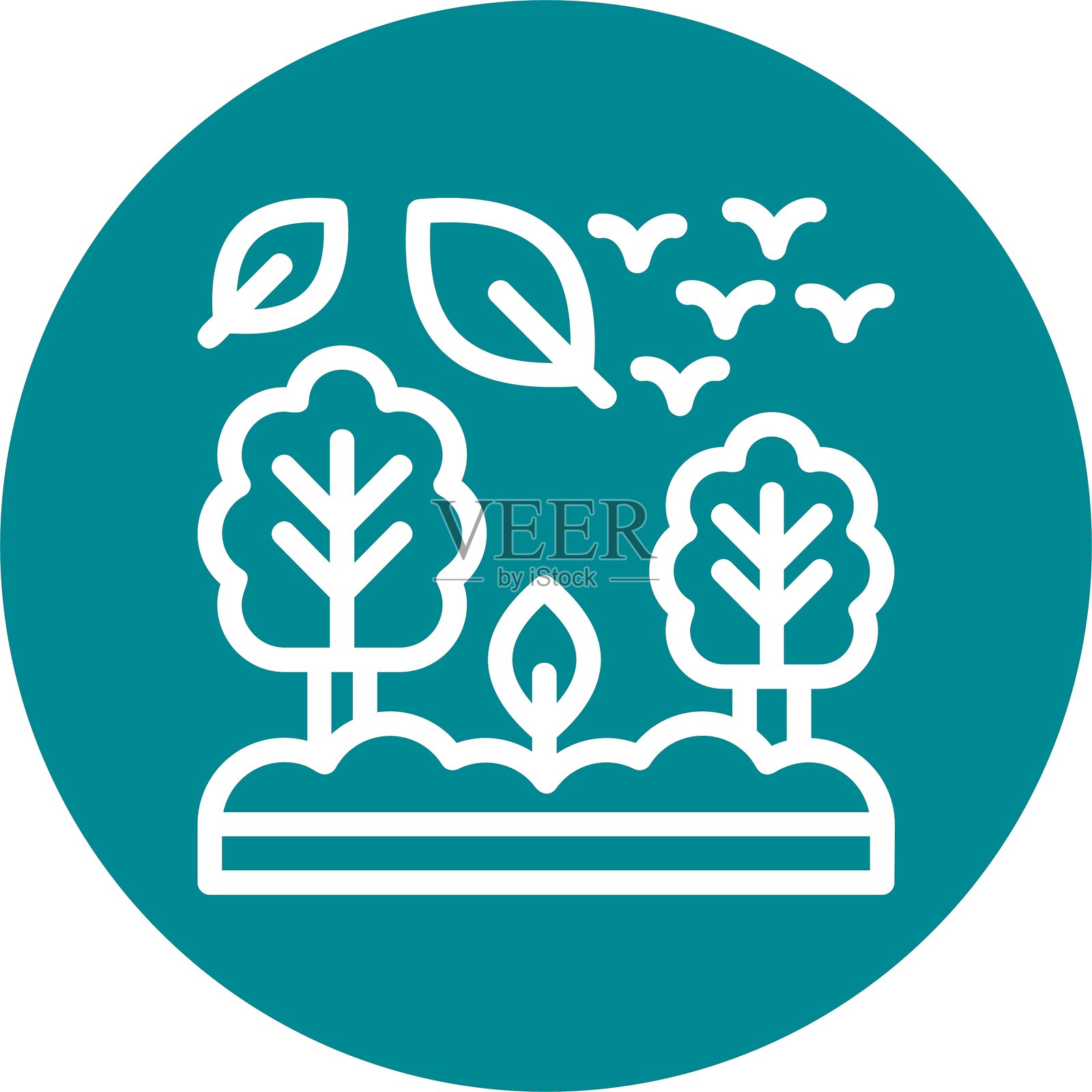 森林线圆形风格图标设计插画图片素材