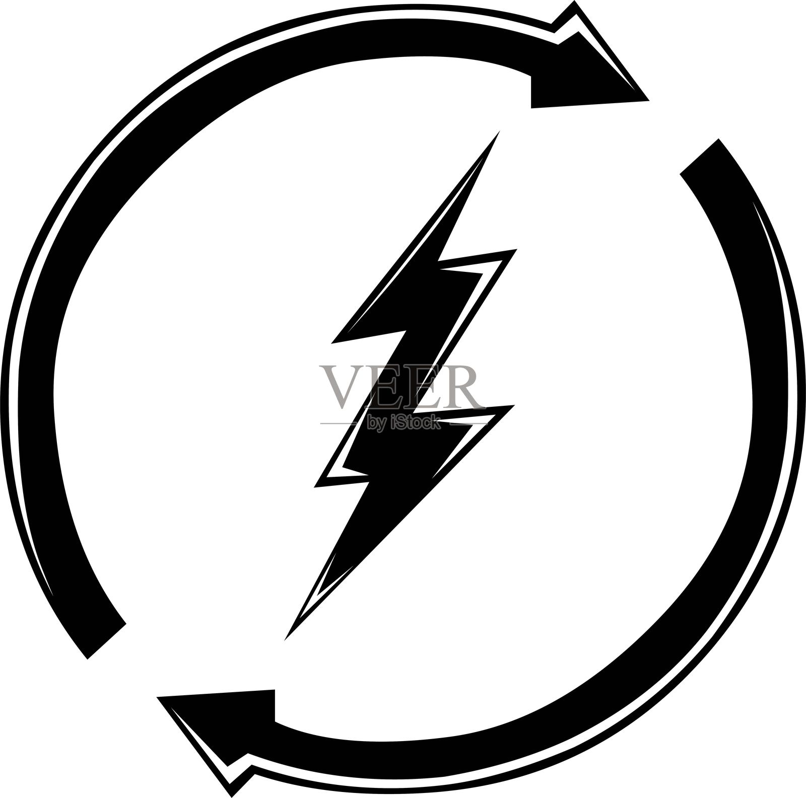 黑白可再生能源概念符号插画图片素材