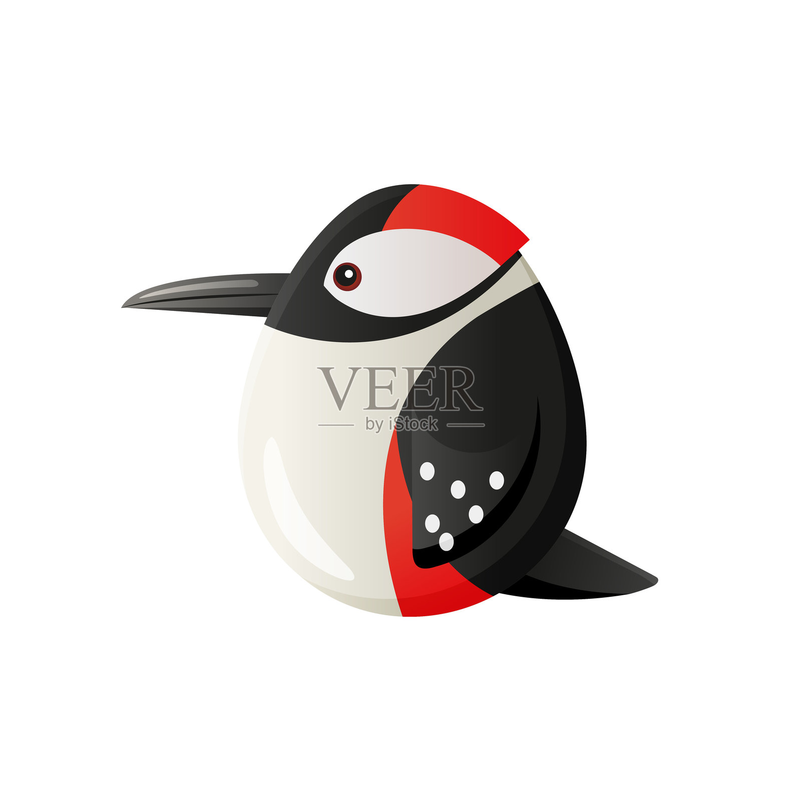 风格化的啄木鸟矢量插图，背景为白色插画图片素材