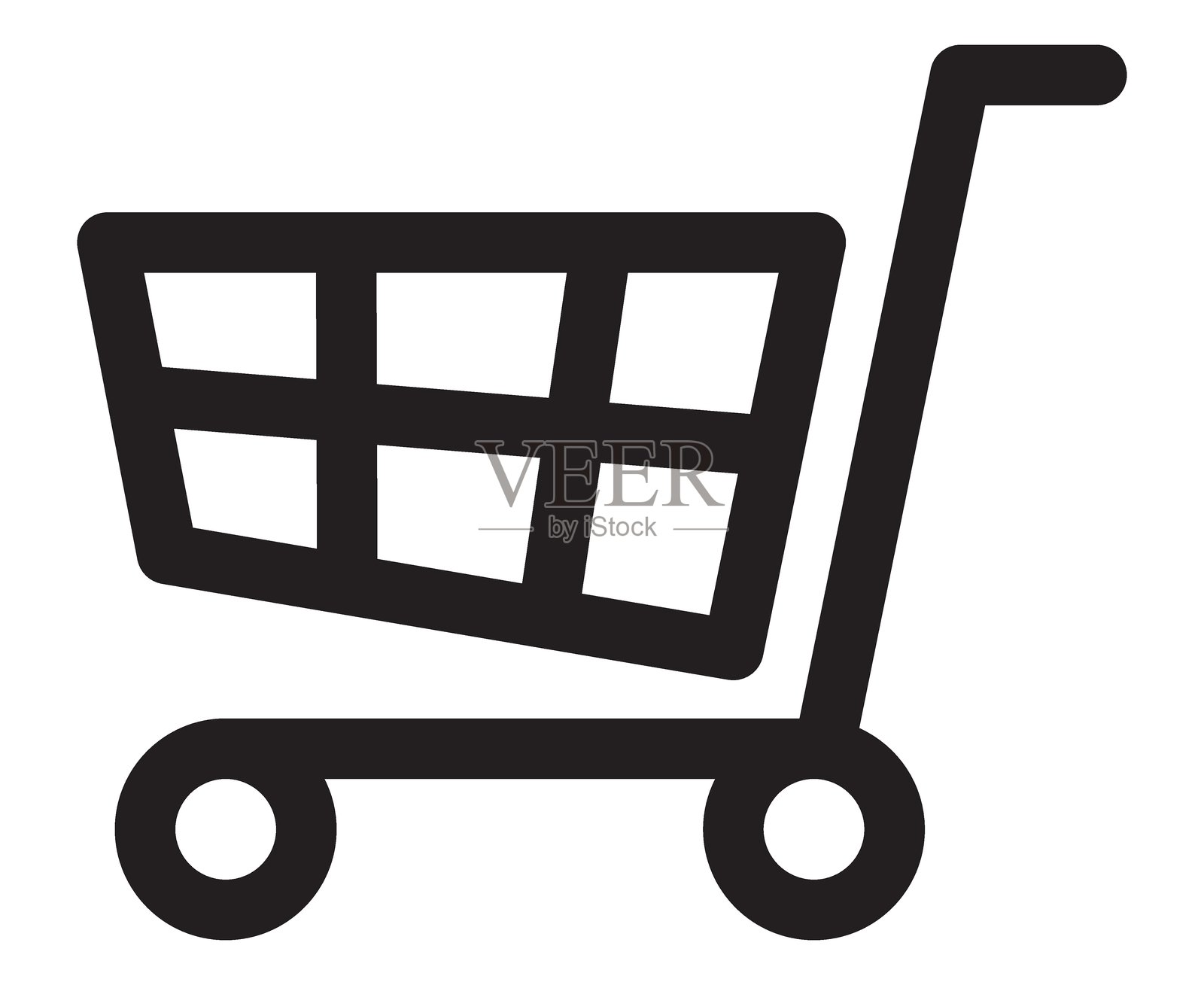 简单购物车图标，极简设计。商业、在线零售和购买的象征。非常适合网站设计、应用界面和营销材料。插画图片素材