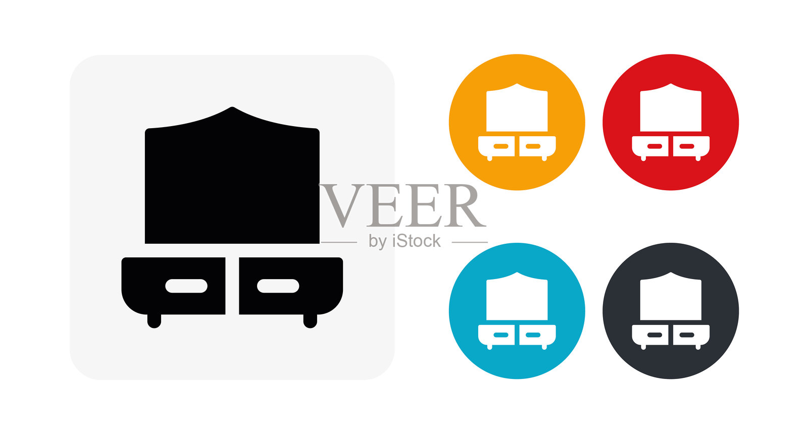 卧室家具图标插图，孤立的矢量标志符号插画图片素材