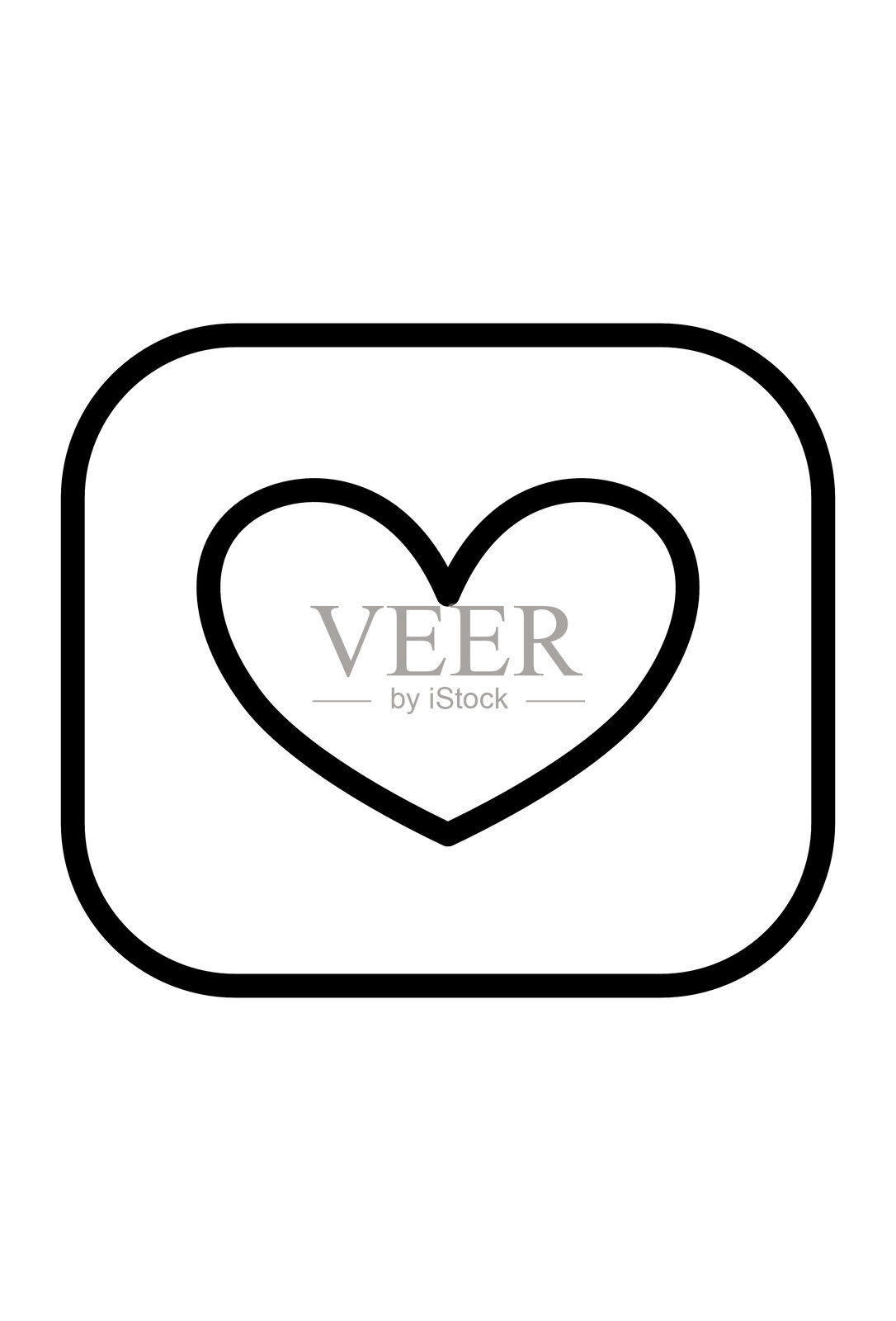 柔和边框内的空心心形插画图片素材