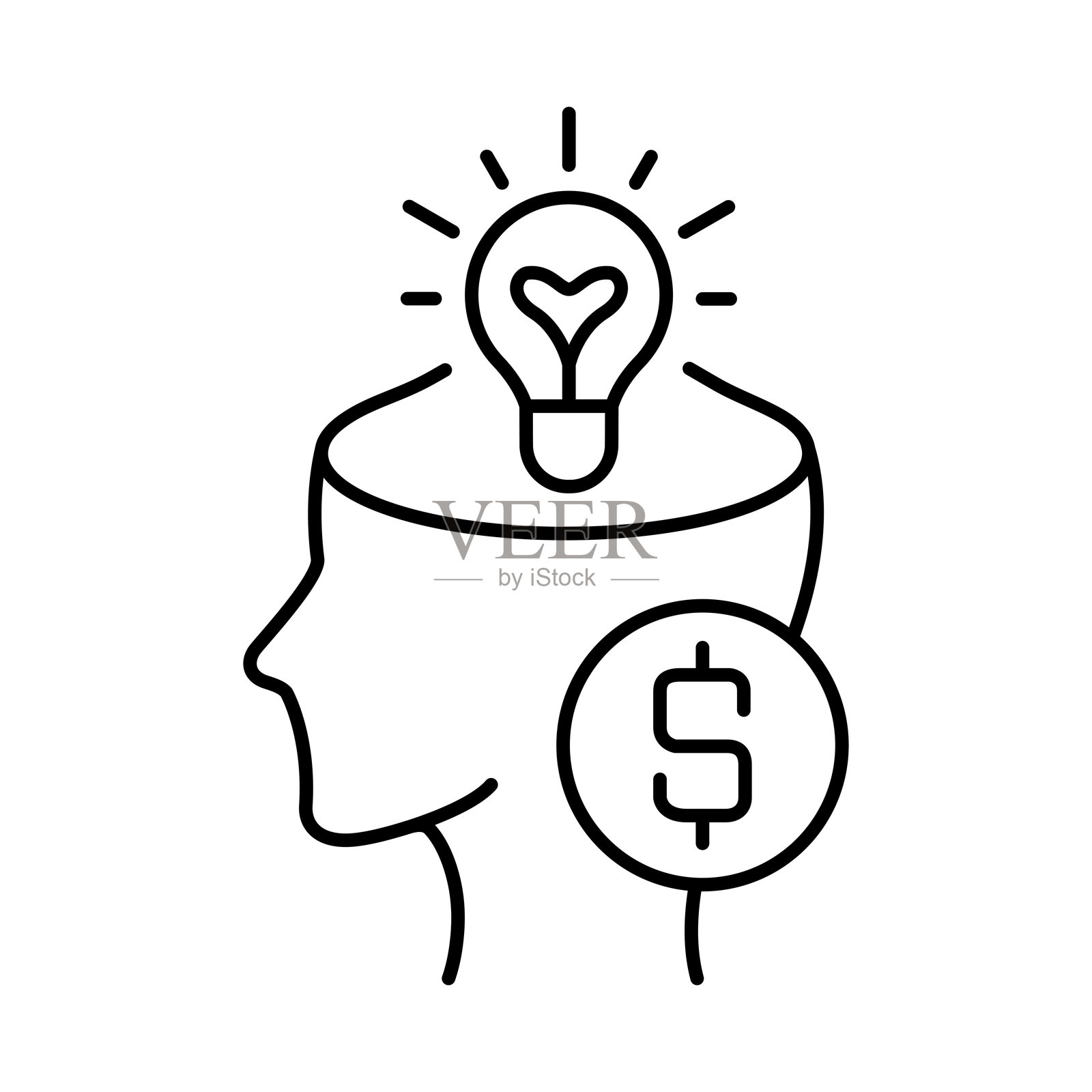 金融理念线条图标。投资、金融、经济、战略、金钱、财富插画图片素材