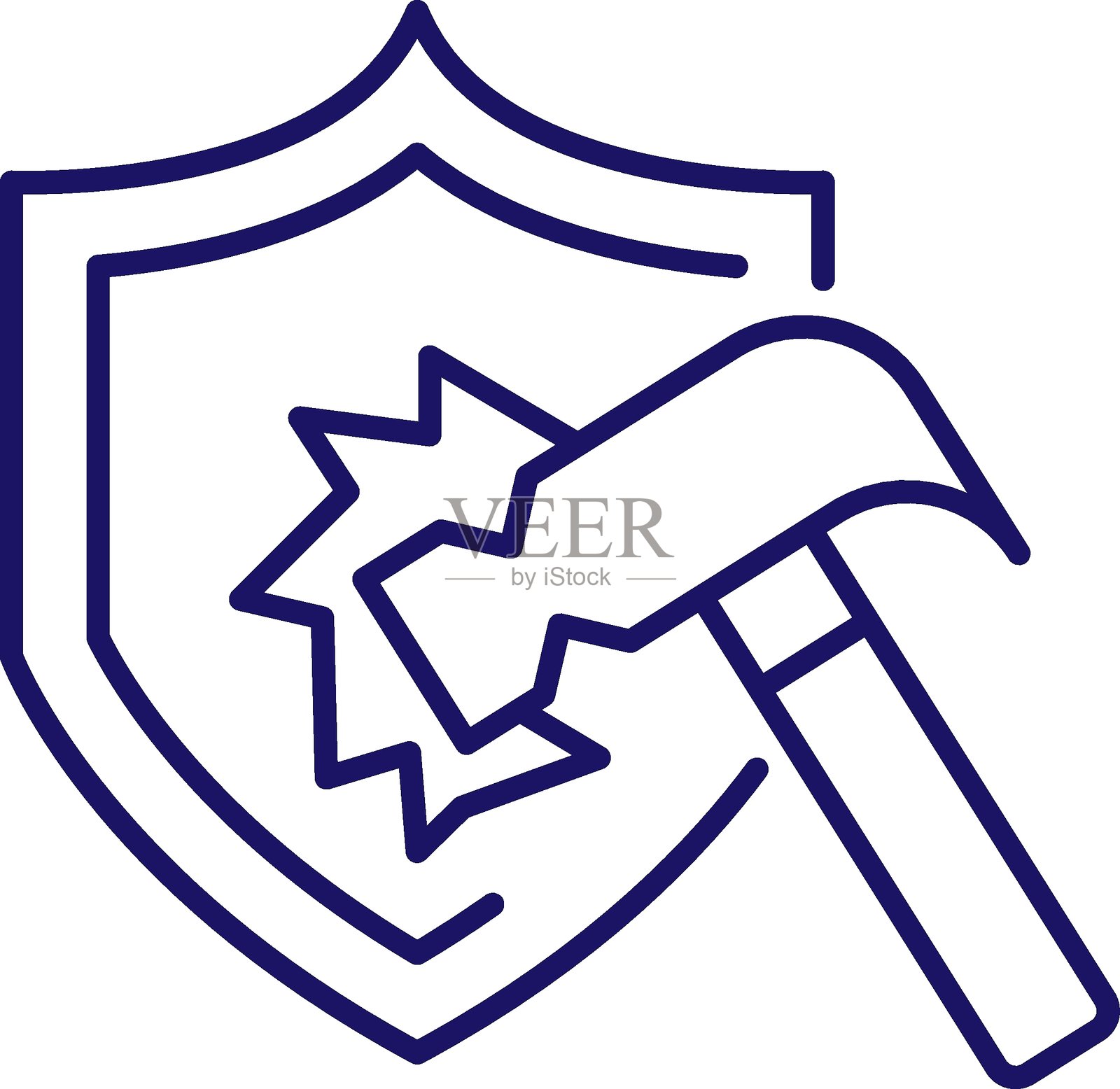 防御失败轮廓线图标，用于图形和网页设计、应用程序、广告、各种卡片插画图片素材