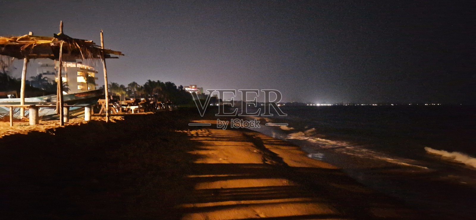 夜晚的尼甘布海滩照片摄影图片