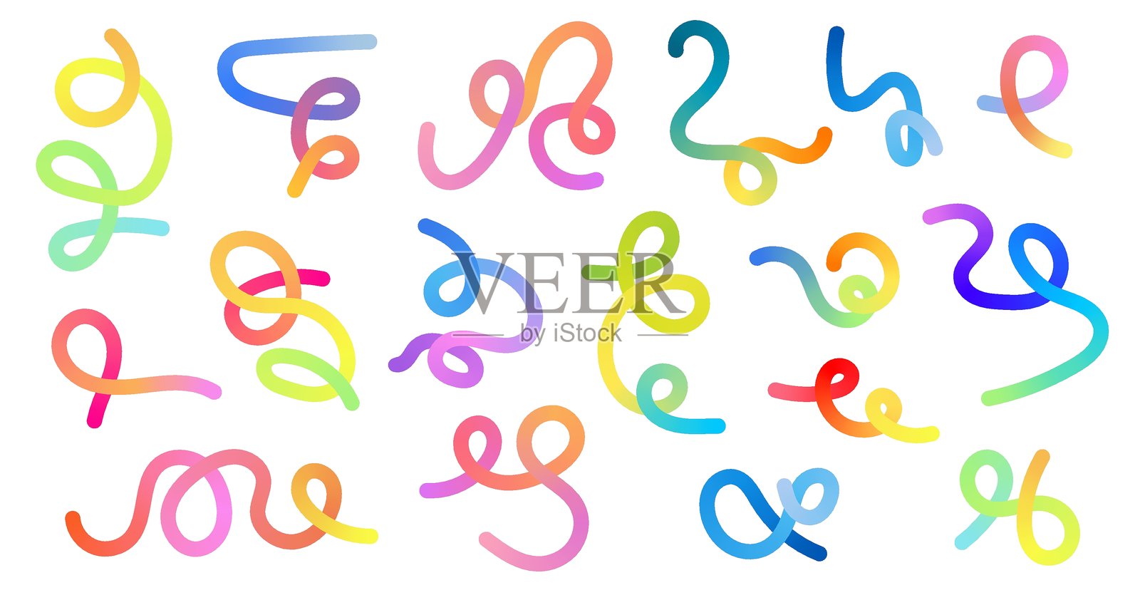 液体渐变线条集合。波浪动态漩涡矢量元素集插画图片素材