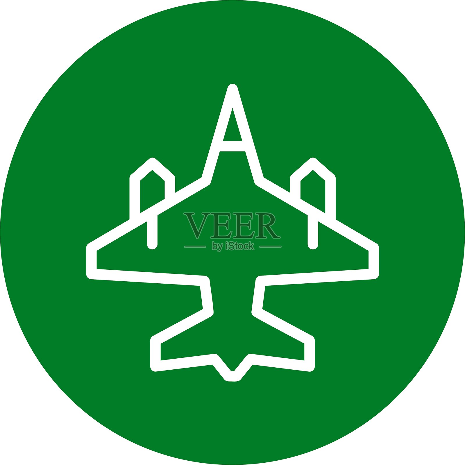 战斗机线条圆形风格图标设计插画图片素材