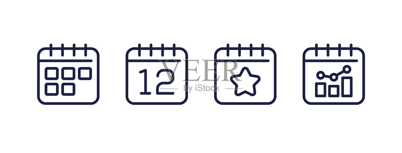 日历和日程安排，白色背景上的议程线条图标插画图片素材