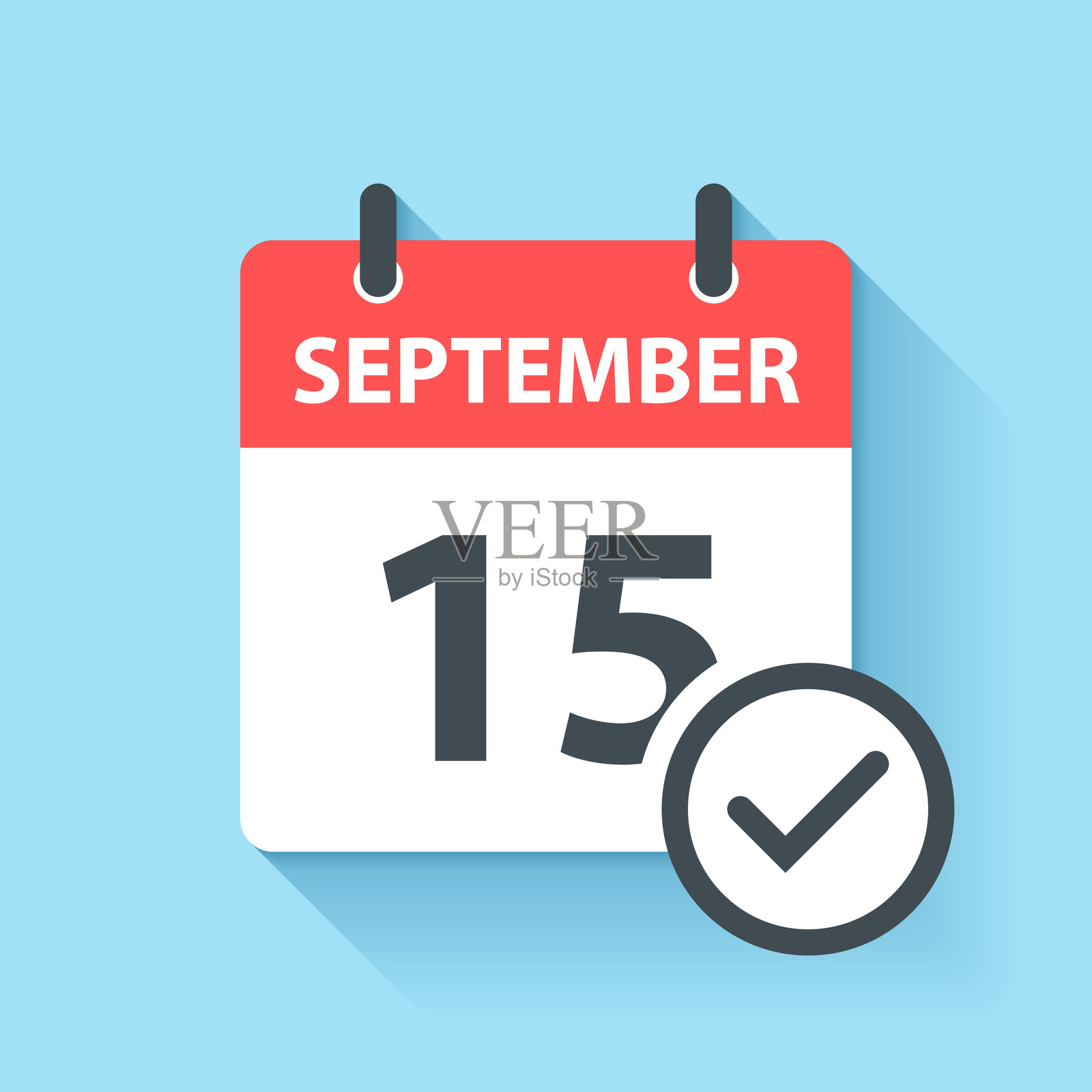 九月十五日 - 扁平设计风格的日历图标插画图片素材