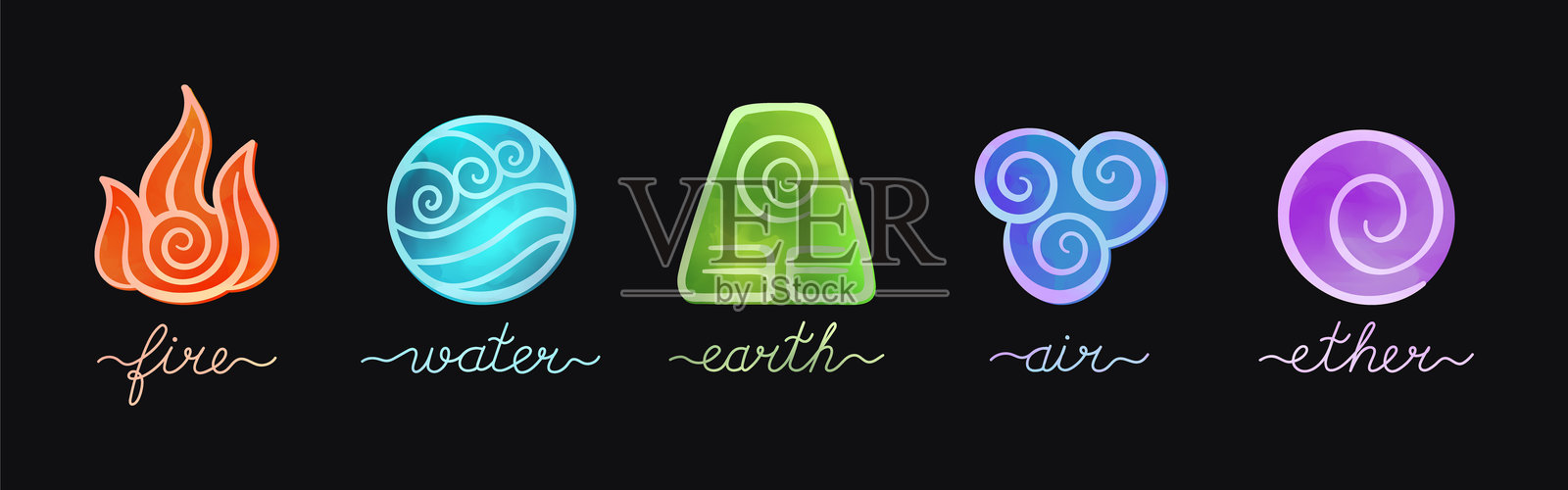 彩色元素符号矢量图集插画图片素材