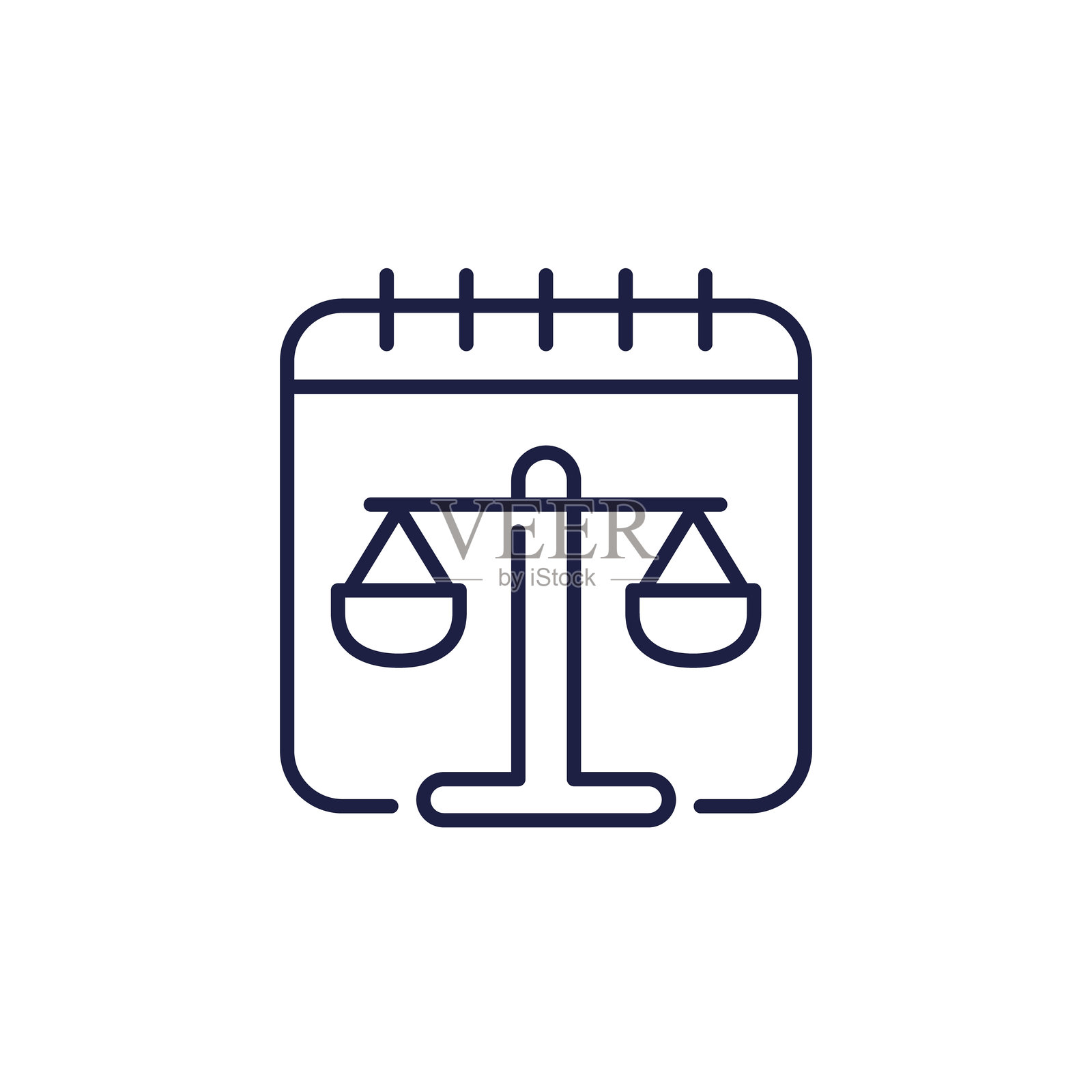 带日历的审判日期线条图标插画图片素材