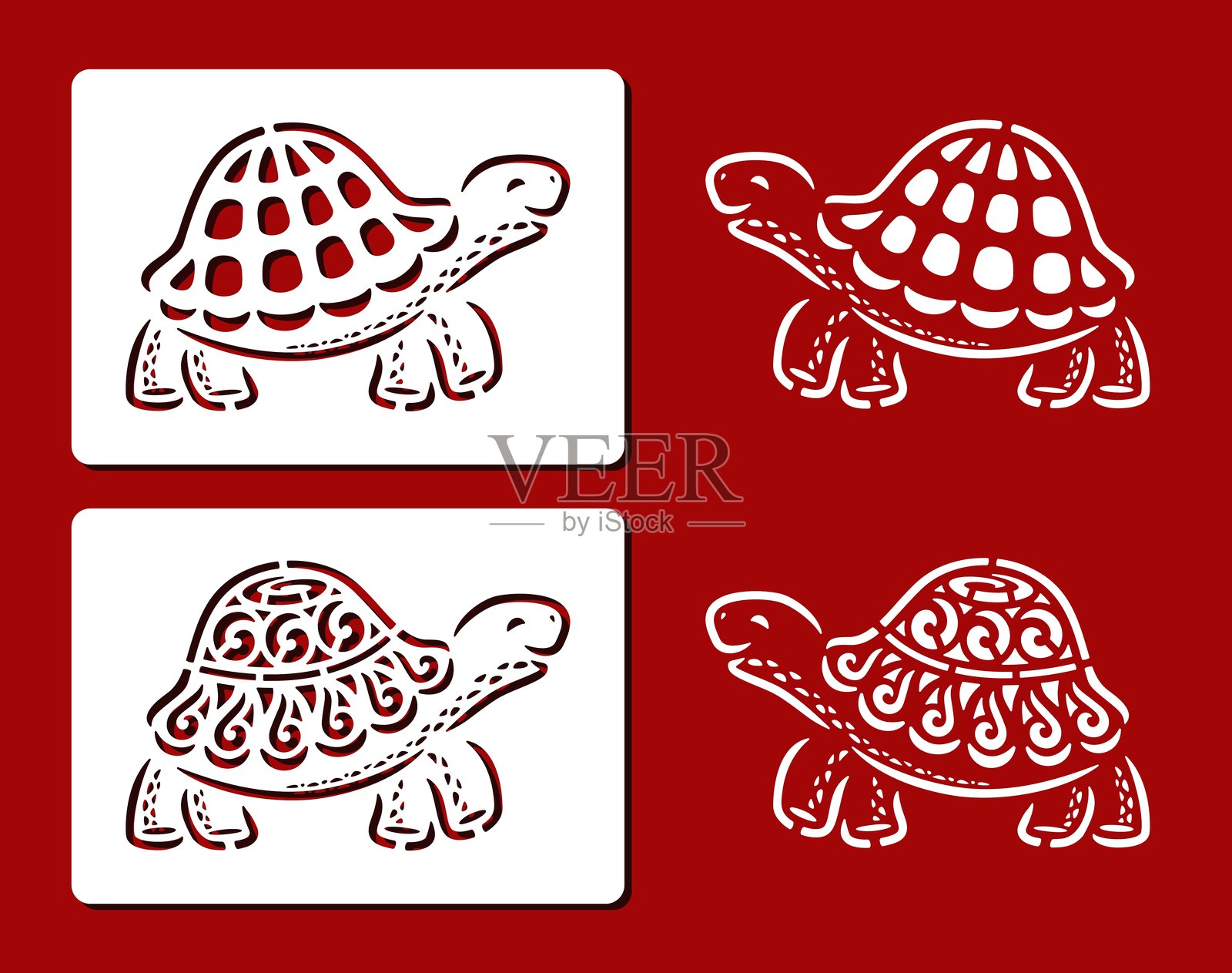 两个带有装饰性海龟的模板。插画图片素材
