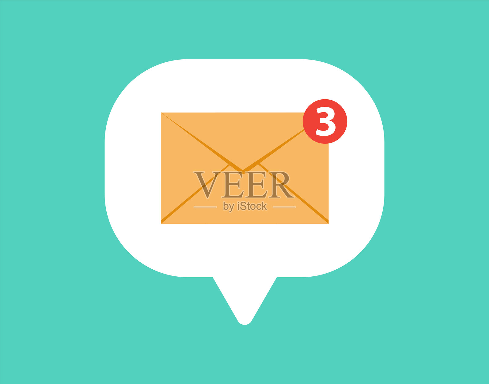 带有新消息通知气泡的邮件信封图标插画图片素材