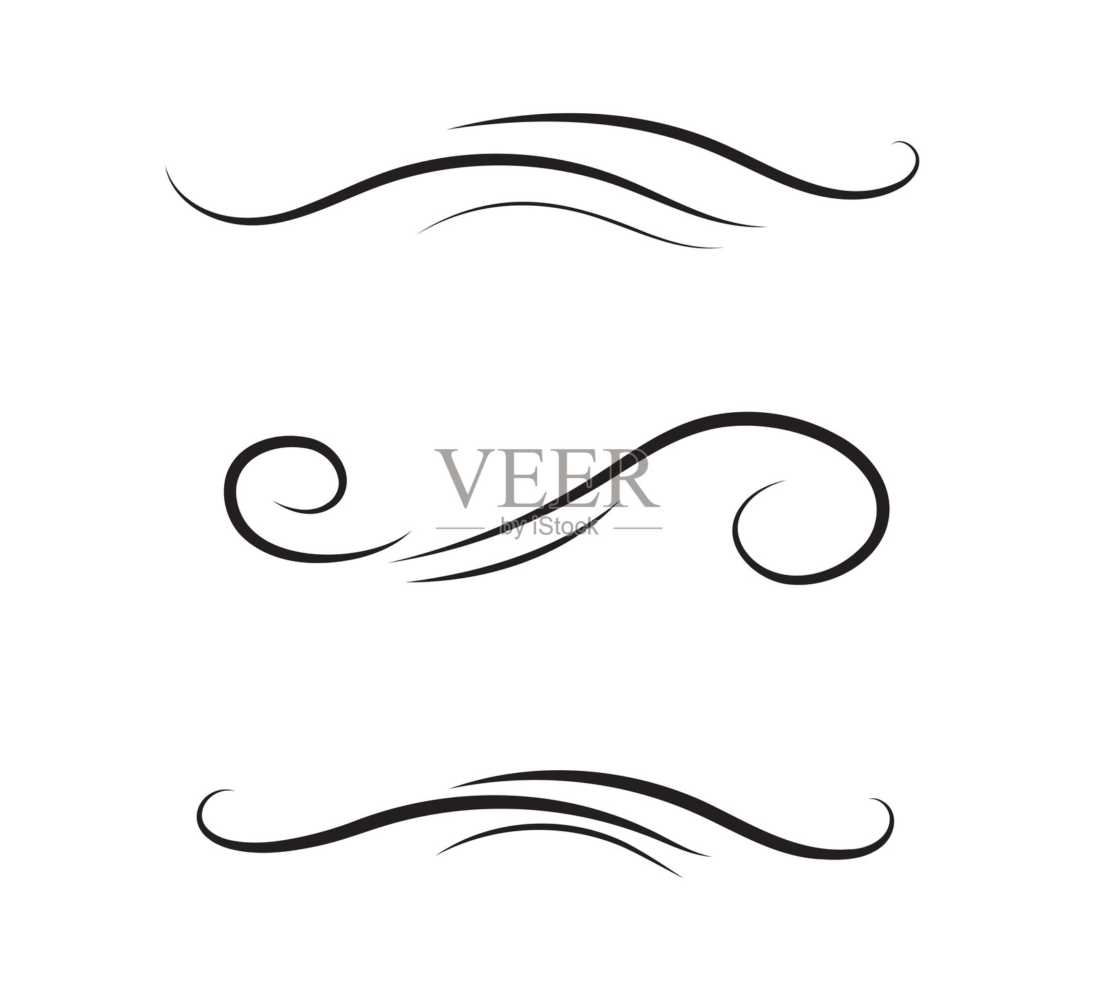 一组复古装饰线条。文本分隔符。线条边框。线条分隔符，边框，复古分隔符，下划线元素。矢量插图插画图片素材