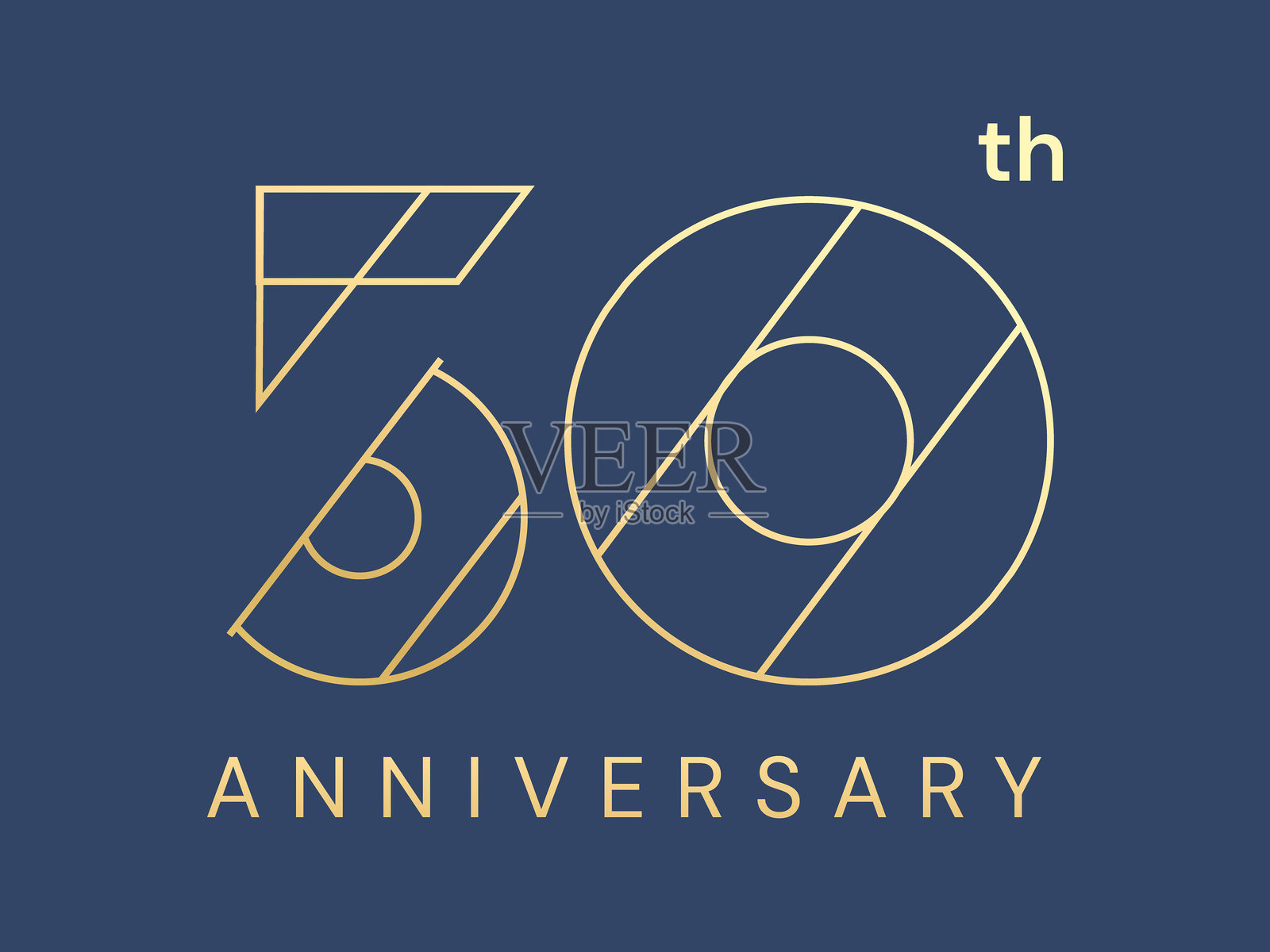 50周年奢华金色庆典，重叠线条数字标志矢量设计概念。插画图片素材