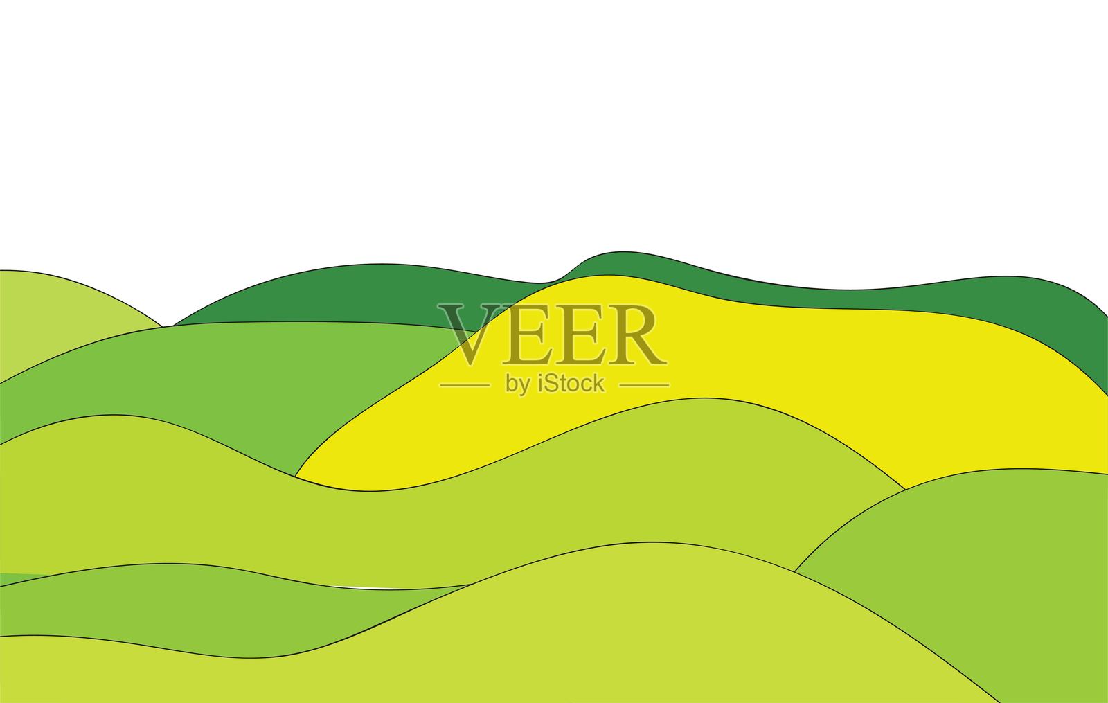 绿色山丘图案设计背景插图插画图片素材