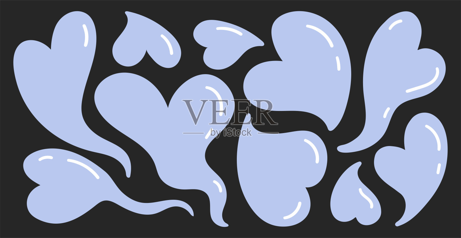 不规则的气泡心形矢量图。搞笑的心形气球贴纸。有机的斑点元素。插画图片素材