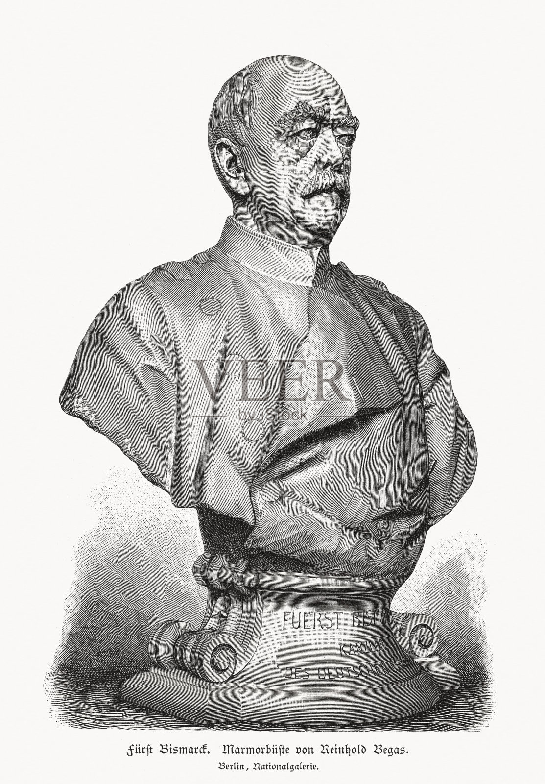 奥托·冯·俾斯麦（1815-1898），德国政治家，木刻版画，出版于1892年插画图片素材