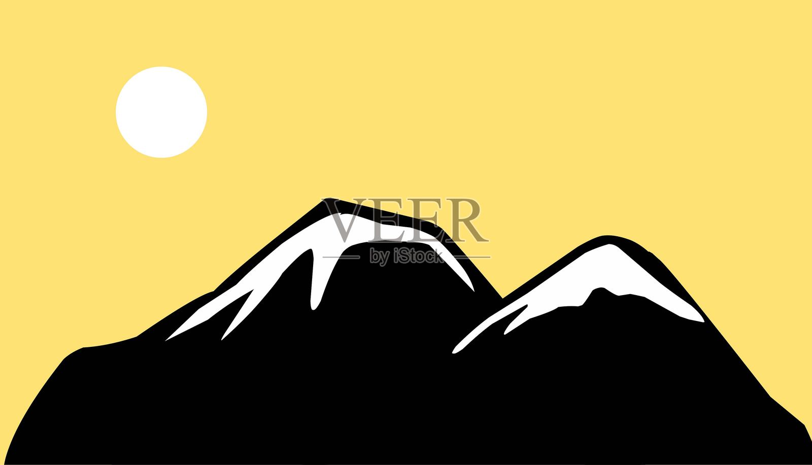 可打印的山脉图标符号，用于标志和元素设计插画图片素材