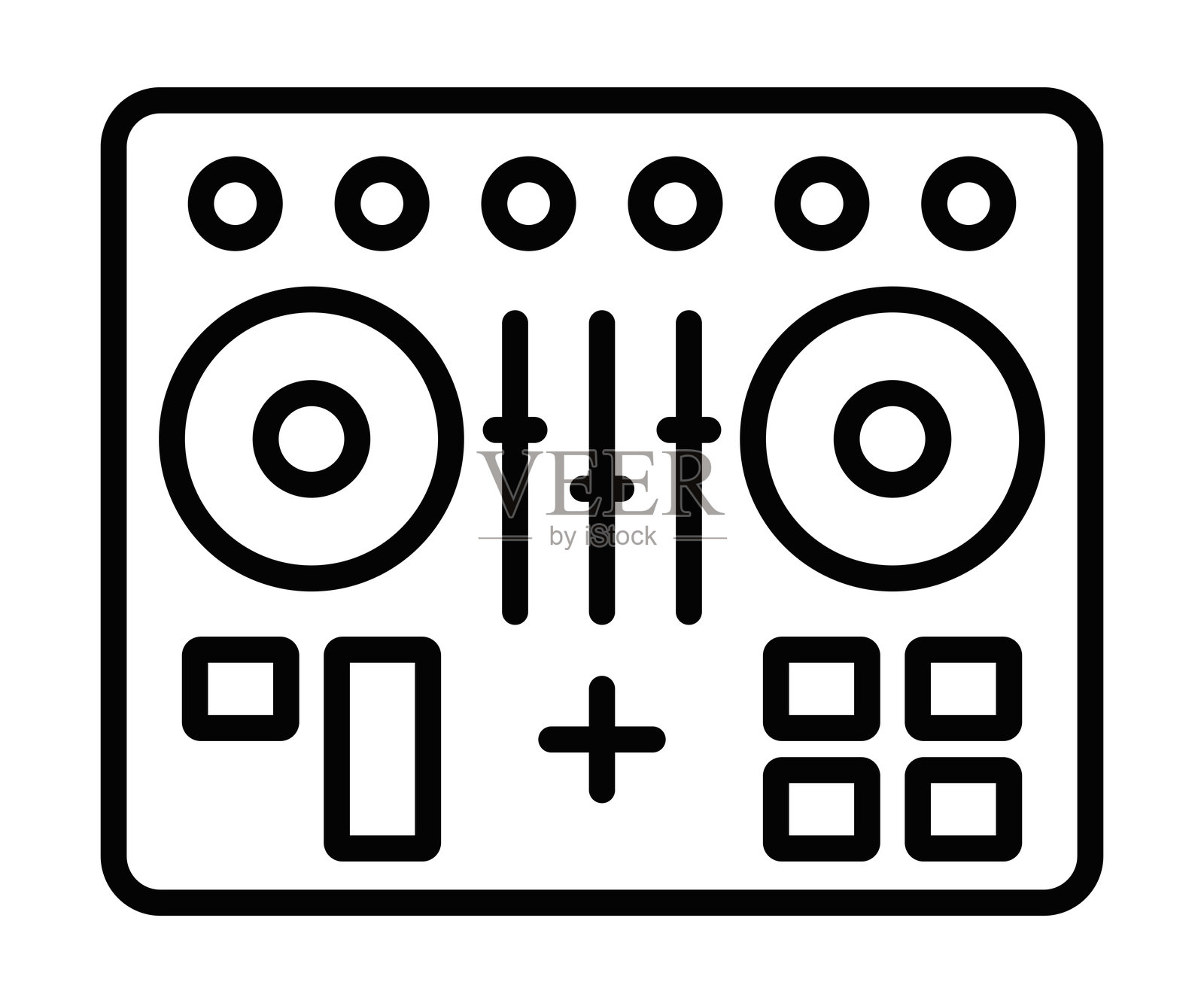 DJ混音器控制器矢量插图。可编辑的线条。插画图片素材