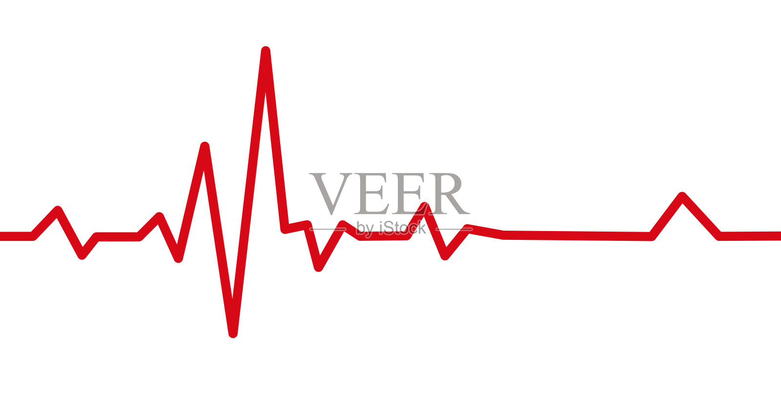 白色背景上的红色心跳线代表健康与活力插画图片素材