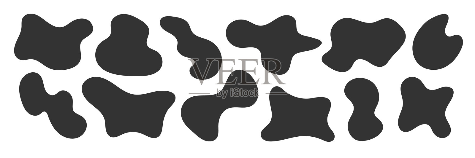 抽象黑色不规则形状集合插画图片素材