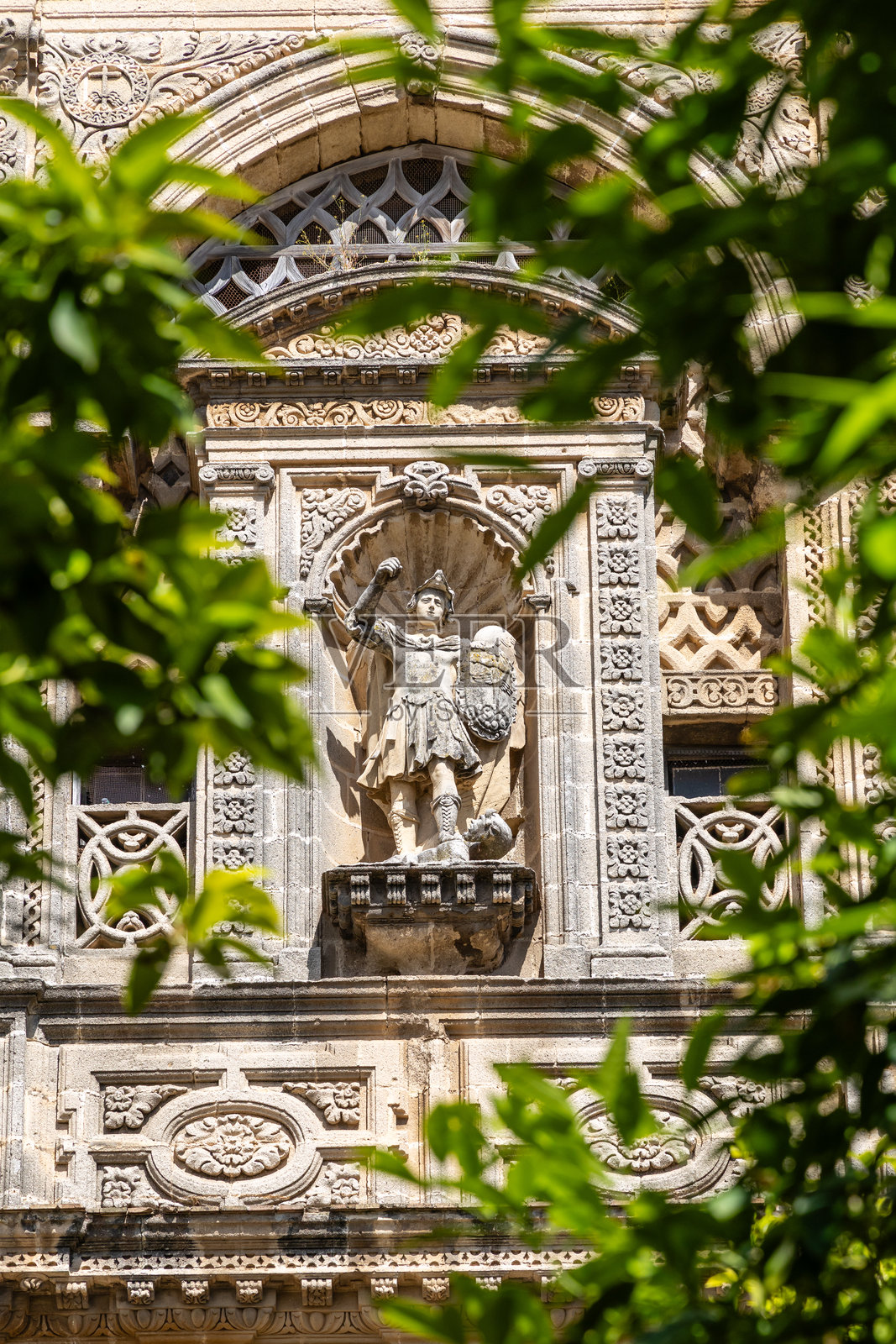 西班牙赫雷斯-德拉弗龙特拉历史中心的圣米格尔教堂细节照片摄影图片