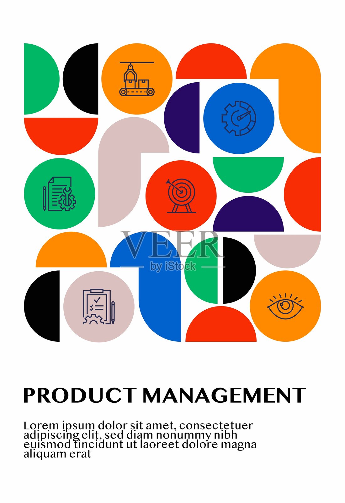 与产品管理相关的信息图设计，包含线条图标。简单的轮廓符号图标...插画图片素材