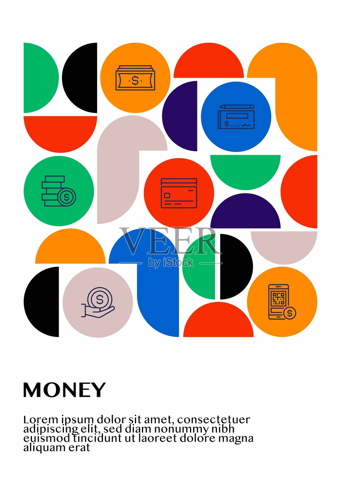 与金钱相关的信息图设计，带有线条图标。简单的轮廓符号图标...插画图片素材