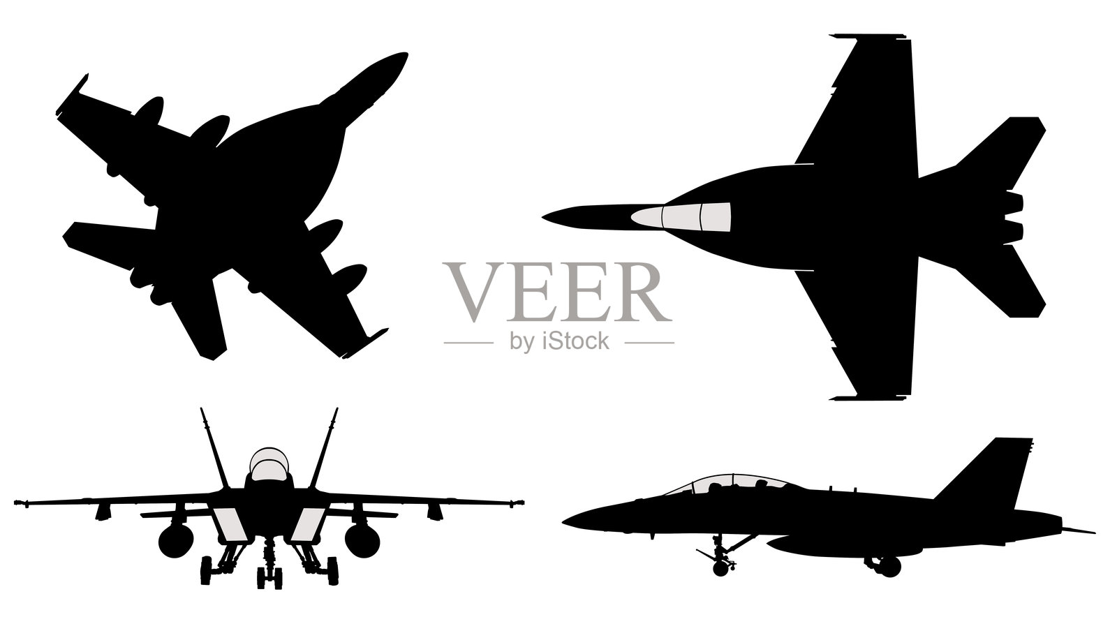军事战斗机矢量剪影插画图片素材