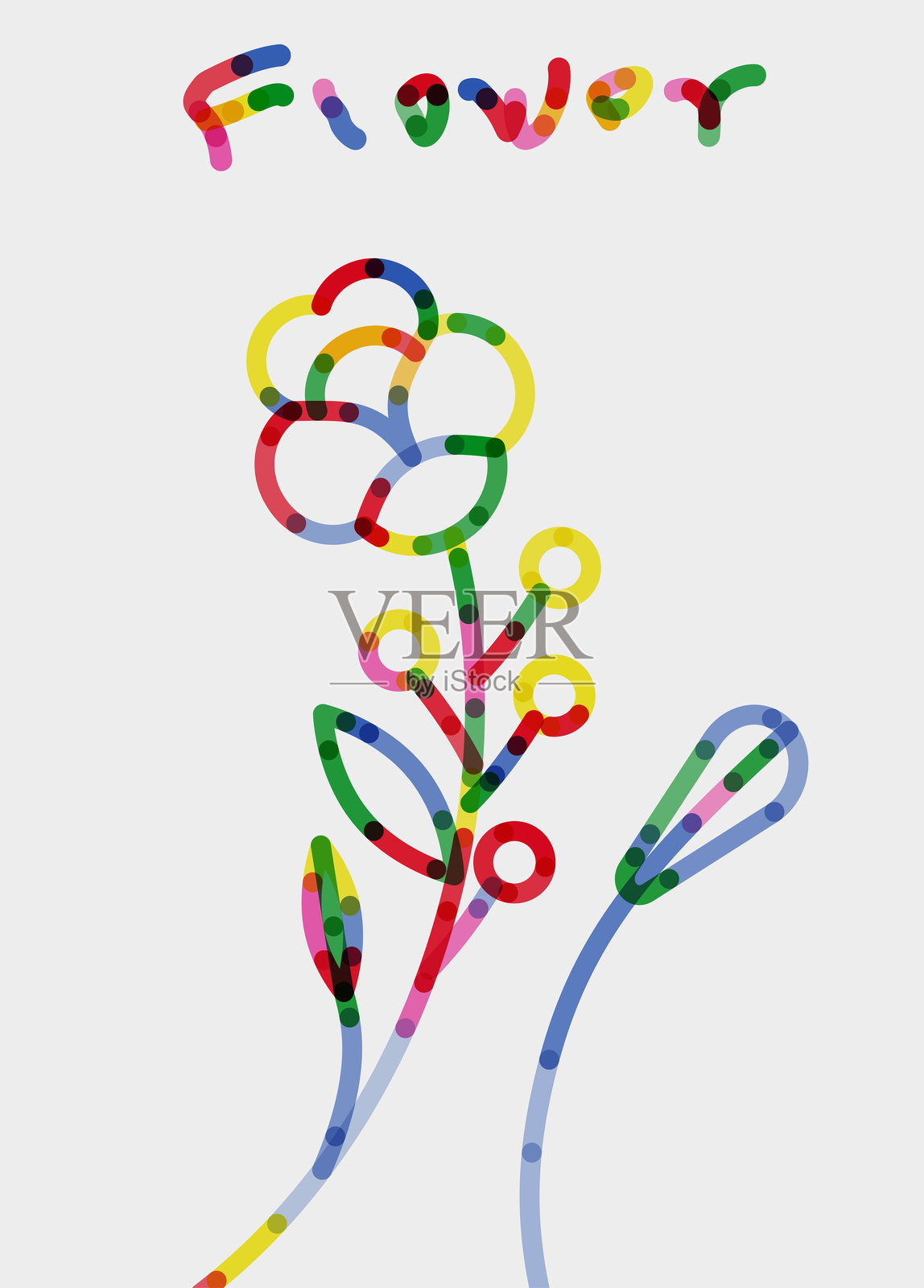 抽象色彩线条风格的植物花卉图案背景插画图片素材