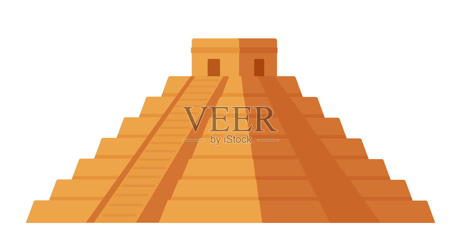 奇琴伊察金字塔平面色彩图标插画图片素材